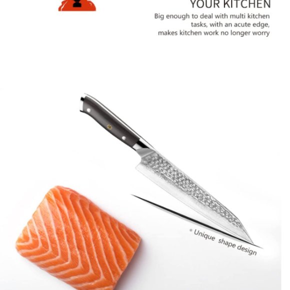 DAMASCUS STEEL "DUO" - VG10 STEEL - JAPANESE STYLE KNIVES w/ HAMMERED TEXTURE - Picture 12 of 14